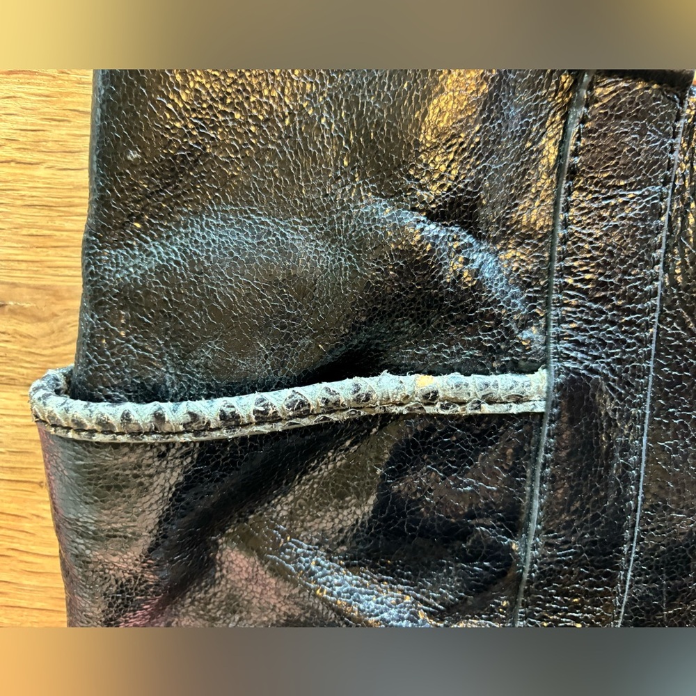 Tory Burch Black Leather Python Trimmed Tote Bag - image 5